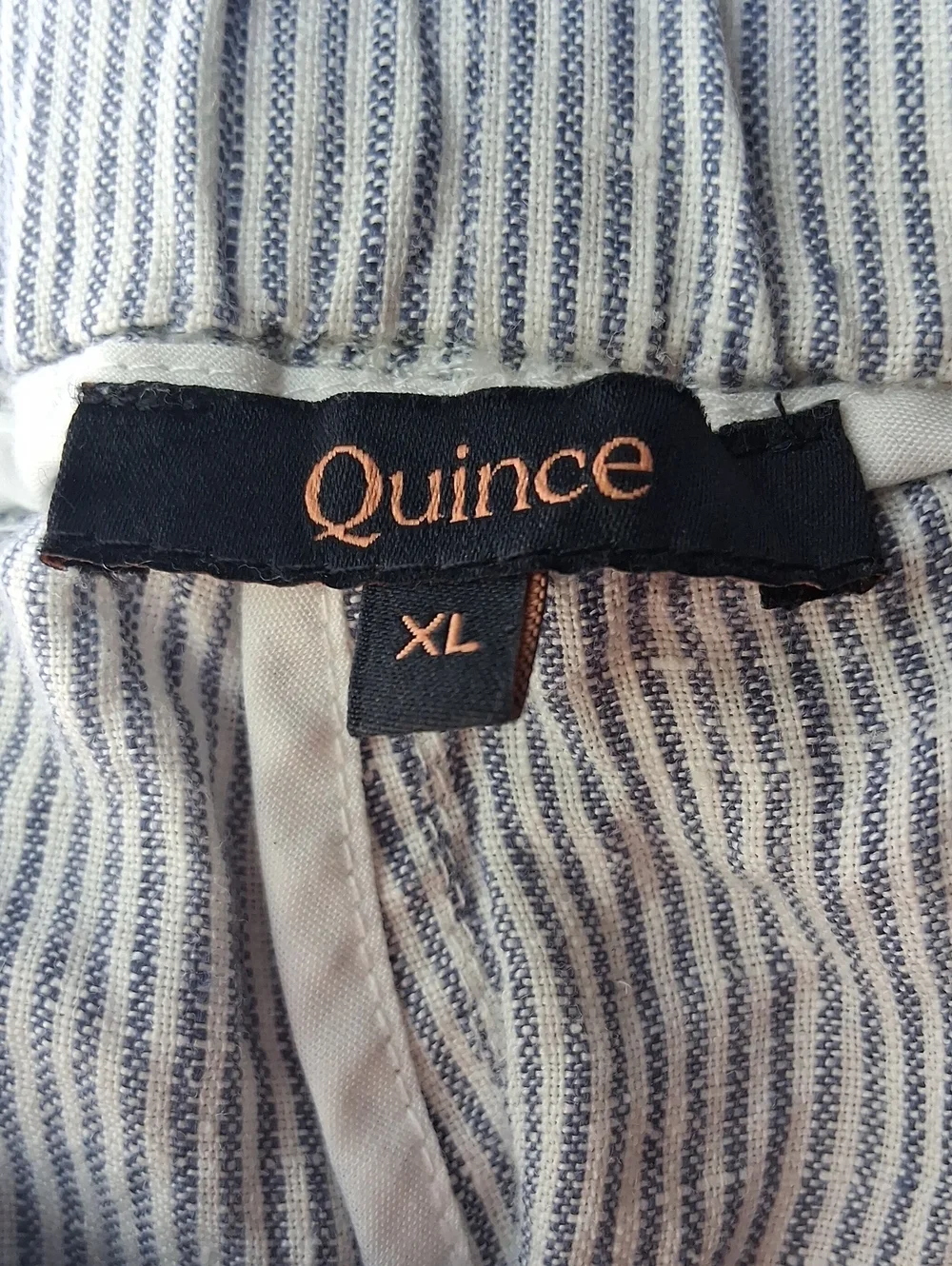 Quince 100% European Linen Pants Blue Pinstripe XL